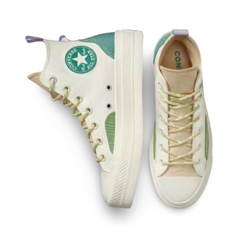 Converse All Star Lift Platform High Colorblock Overlay Algae Coast AVAILABLE NOW SIZE 3 TO 9 Color Block Converse, Star Space, Shoe Converse, Womens High Top Shoes, High Top Shoe, Converse Shop, Custom Converse, Chuck 70, Swag Shoes