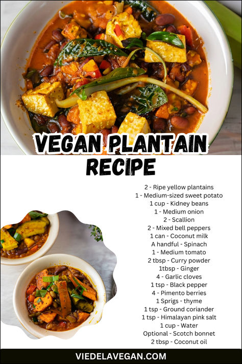 Vegan Plantain Recipe Plantain Dishes, Plantain Recipes Healthy, Vegan Plantain, Plantain Bread, Recipe Healthy Breakfast, Vegan Tips, Plantain Recipes, Ripe Plantain, Healthy Breakfast Ideas