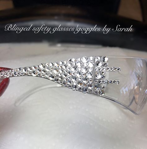 Safety Glasses, Biker Chick, Body Electric, Goggles, Diamond Bracelet, Seventeen, Swarovski Crystals, Lashes, Lab