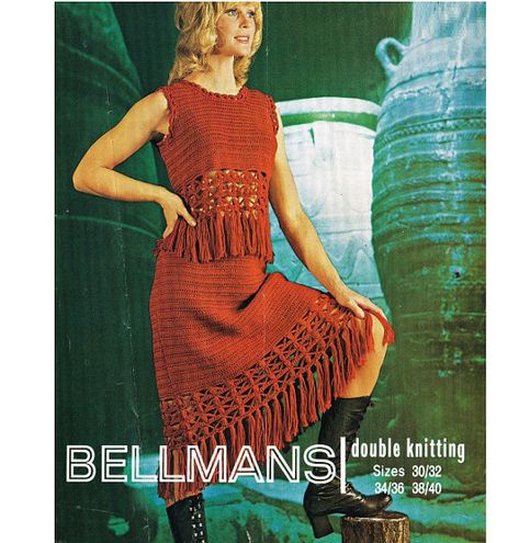 Crochet Dress Pattern Vintage 70s Crochet Top Pattern Crochet Hippie Dress Pattern, Skirt Pattern Crochet, Dress Pattern Crochet, Dress Pattern Vintage, 70s Crochet, Womans Dress, Ladies Knitting Patterns, Crochet Skirt Pattern, Crochet Bedspread Pattern