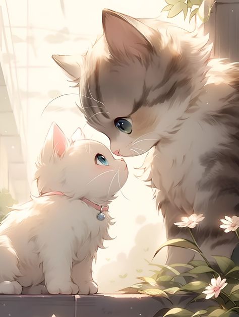 Pet Anime, Kawaii Cat Drawing, Gatto Carino, Image Chat, Cute Cat Wallpaper, Cute Animal Drawings Kawaii, Cute Doodles Drawings, Anime Animals