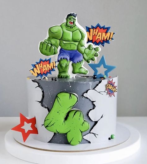 Hulk Birthday Cakes, Ironman Cake, Hulk Birthday Parties, Hulk Party, Spiderman Birthday Cake, Baby Food Jar Crafts, Buttercream Cake Designs, Hulk Birthday, Marvel Cake