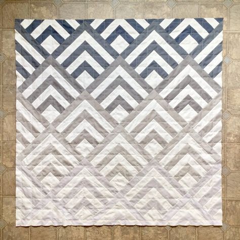 Cabin Peaks Quilt Pattern - Cotton + Joy Quilting Hacks, Monochromatic Quilt, Quilt Diy, Hacks To Try, Neutral Quilt, Mountain Quilts, Two Color Quilts, Geometric Quilt, Wedding Quilt