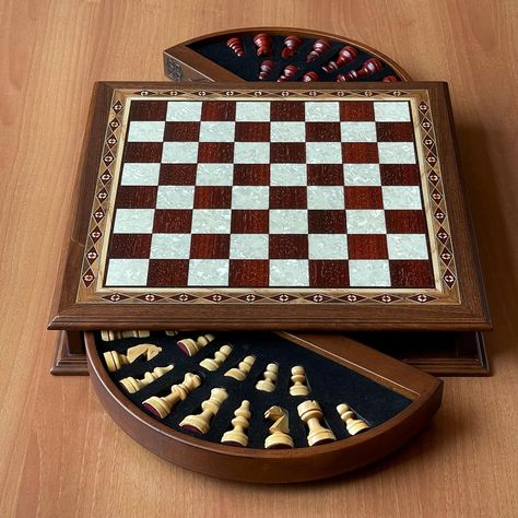 Walnut Wooden Circle Storage Chess Board with Classic Wood Chess Pieces 😍 25% discount! Free shipping! For ordering 👇👇👇 www.asyawoodart.com #chess #chessset #chesspieces #chessboard Wood Chess Pieces, Glass Chess Set, Wood Chess Board, Wood Chess Set, Marble Chess Set, Apartment Storage, Wooden Chess Pieces, Wooden Chess Board, Wooden Circle