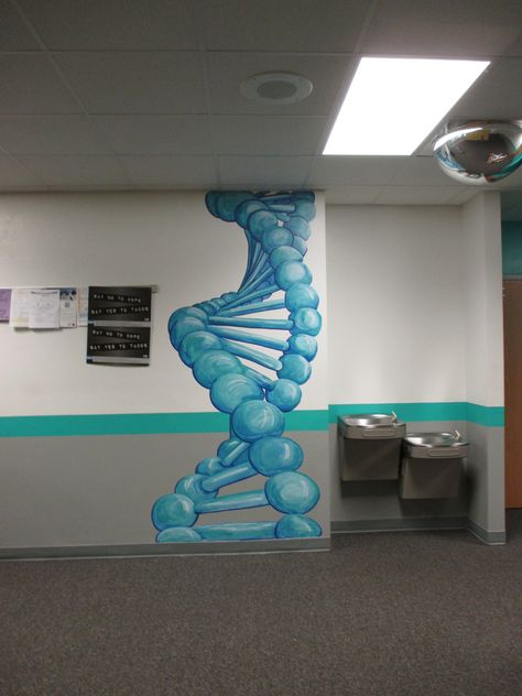 Science Wall Painting Ideas, Science Murals Classroom, Science Mural Wall, Science Bedroom Ideas, Science Wall Painting, Science Paintings Ideas, Biology Mural, Aesthetic Science Classroom, Stem Mural