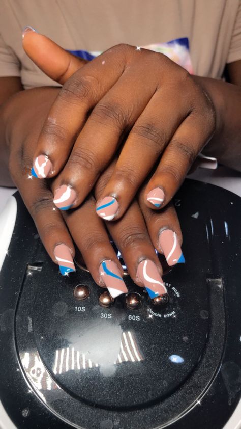 Swirly Nail Designs, Pretty Nails, Nct, Nail Designs, Nails, Blue