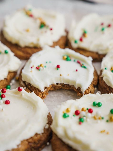 Frosted Gingerbread Cookies With Cream Cheese - Cake Babe Gingerbread Cookies With Cream Cheese, Doritos Dip, Trash Pie, Dorito Dip, Frosted Gingerbread, Oatmeal Crumble, Texas Trash, Raspberry Oatmeal, Cookies With Cream Cheese