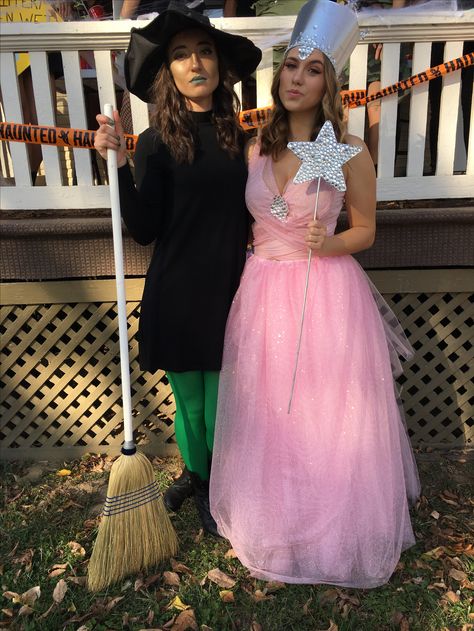 Magic Halloween Costume, Wicked Witch And Good Witch Costume, Elphaba Costume Diy, Wicked Halloween Costume Ideas, Wizard Of Oz Witch Costume Diy, Halloween Costumes Musicals, Wicked Musical Costumes, Musical Costumes Ideas, Galinda And Elphaba Costumes