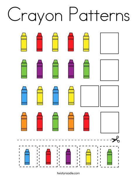 Crayon Patterns Coloring Page - Twisty Noodle Preschool Activities Patterns, Color Pattern Activities Preschool, Patterning Preschool, Pattern Printables For Preschool, Pattern For Preschool, Pattern Activities For Toddlers, Learning Patterns Preschool, Math Patterns Preschool, Pattern Lesson