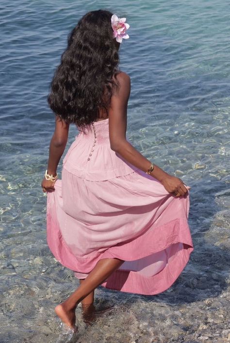 Black Girly Girl Aesthetic, Pink Feminine Outfits, Ethereal Black Women, Ethereal Aesthetic Fashion, Feminine Aesthetic Pink, Homecoming Dresses Yellow, Satin Night Dress, Brown Prom Dresses, Black Girlhood