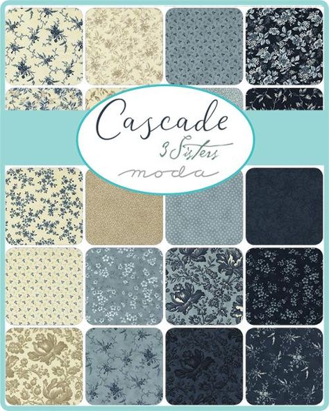 FAT EIGHTH BUNDLE - Cascade by 3 Sisters for Moda Moda Jelly Rolls, Moda Fabric Quilts, Moda Charm Packs, 3 Sisters, Quilt Fabric Collections, Precut Fabric, Floral Quilt, Fabric Accessories, Mini Charm