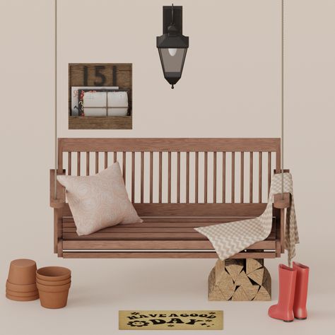 Cottagecore Furniture, Sims 4 Beds, Porch Chairs, The Sims 4 Packs, Free Sims, Casas The Sims 4, Sims 4 Teen, Porch Furniture, Sims 4 Cc Furniture