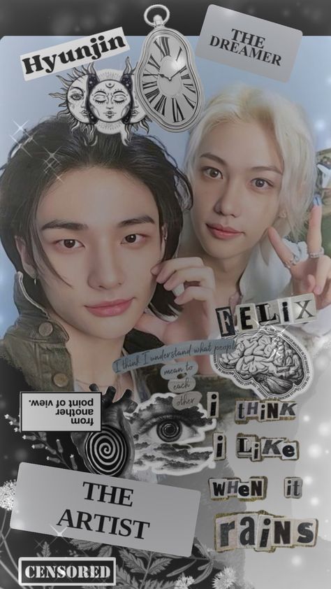 #hyunlix #hyunjin #hwanghyunjin #felix #leefelix #yongbok #leeyongbok #wallpaper #music #vibes #stay #straykids #skz Paper Plate Animals, Light Bangs, Skz Wallpaper, Wallpaper Music, Music Vibes, Silly Dogs, Point Of View, The Dreamers, Universe