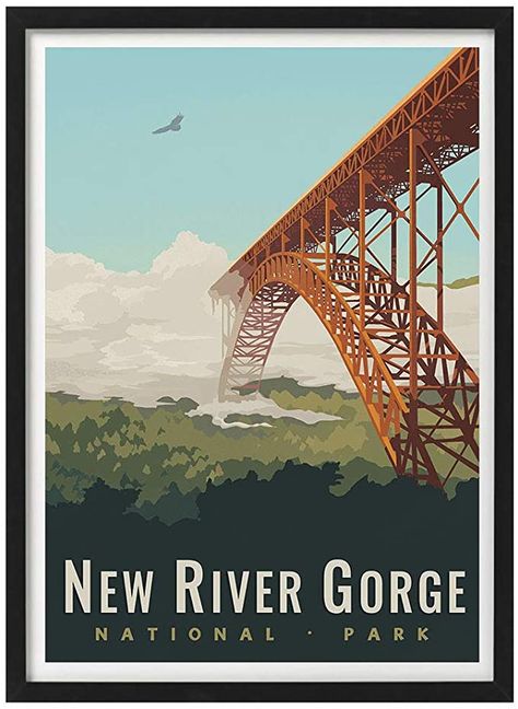 Amazon.com: New River Gorge National Park America Vintage Travel Poster Art Print Painting Home Decoration Gift: Posters & Prints New River Gorge National Park, Virginia Art, Medallion Quilts, National Parks America, New River Gorge, Red River Gorge, Old Advertisements, New River, Print Painting