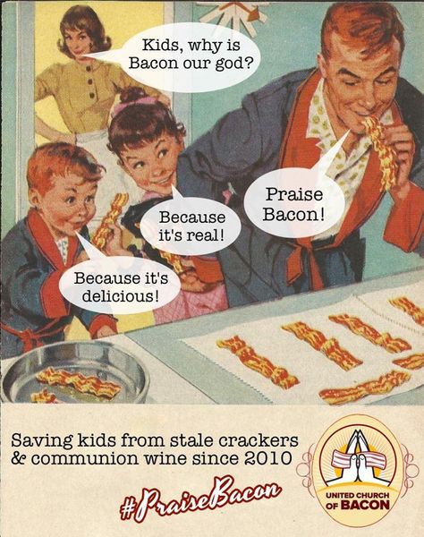 The United Church of Bacon is the only thing keeping me from burning the toxic waste dump popularly known as Las Vegas to the ground. Communion Wine, Sharing Quotes, Imaginary Friend, The Promise, Family Goals, Free Wedding, Married Couple, Bones Funny, Thoughts Quotes