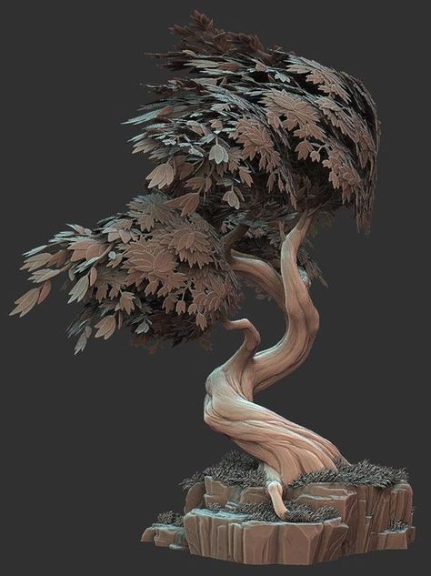 ArtStation - Stylized Tree, Ben Lewis: Stylized Tree, Spiral Tree, Environment Props, Bg Design, 3d Tree, Arte Inspo, 3d Texture, 3d Modelling, Environment Design