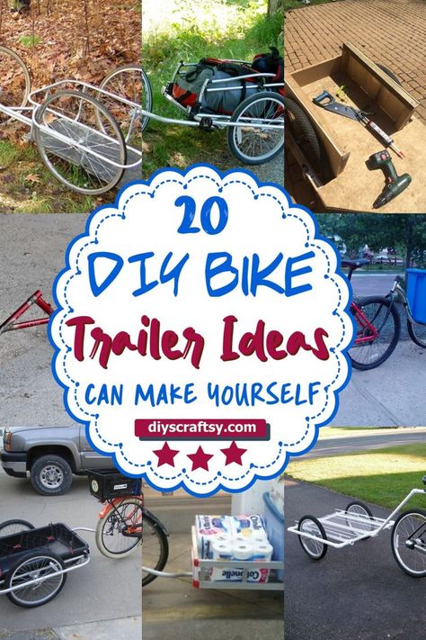 DIY Bike Trailer Ideas Bike Accessories Diy, Bike Wagon, Bicycle Cargo Trailer, Homemade Trailer, Recycled Bike Parts, Bike Trailers, Camping Trailer Diy, Bike Cargo Trailer, Bike Cart