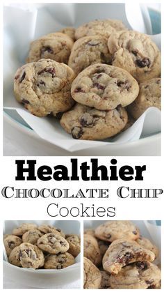 Healthier Chocolate Chip Cookies Healthier Chocolate Chip Cookies, Mini Chocolate Chip Cookies, Healthy Chocolate Chip Cookies, Cookies Gluten Free, Healthy Chocolate Chip, Chocolate Chip Cookie Recipe, Chip Cookie Recipe, Köstliche Desserts, Healthy Chocolate