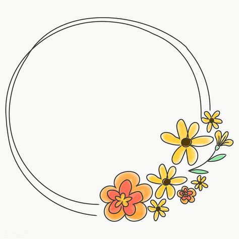 Floral Wreath Ideas, Flower Wreath Illustration, Doodle Floral, Cute Frame, Frames Png, Doodle Art Flowers, Wreath Illustration, Cute Doodle, Wreath Drawing