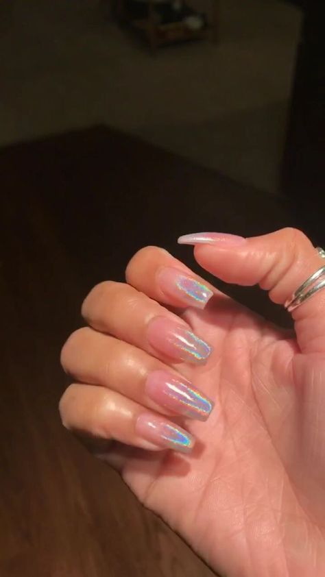 #nails #nailart #acrylicnails Halographic Nails, Patrick Nagel, Unghie Sfumate, Holo Nails, Summer Acrylic Nails, Holographic Nails, Dream Nails, Coffin Nails Designs, Fire Nails