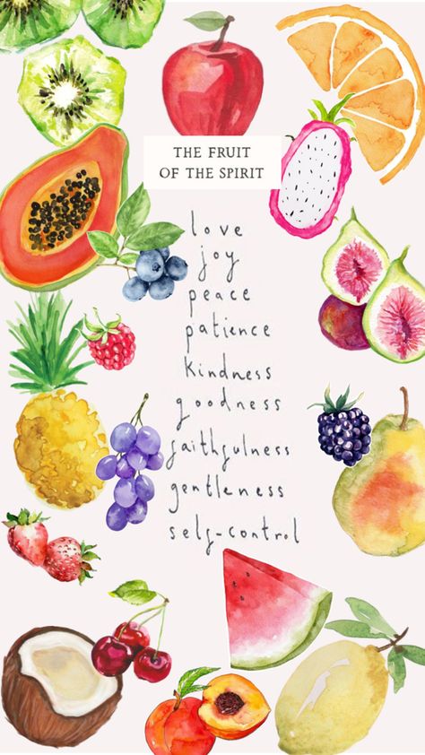 #fruitofthespirit #christian #art #watercolor #aesthetic Christian Song Quotes, Fruits Of The Spirit, Watercolor Aesthetic, Holy Quotes, Spirit Art, Love Joy Peace, Watercolor Fruit, Jesus Wallpaper, Spirited Art