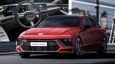 Beyond the striking new face, the updated 2024 Sonata that will compete against the Camry is expected to offer AWD for the first time High Tech Interior, Mid Size Sedan, Hyundai Motor, New Hyundai, Hyundai Veloster, Cosmetic Treatments, Motor Company, Hyundai Sonata, Led Light Bars