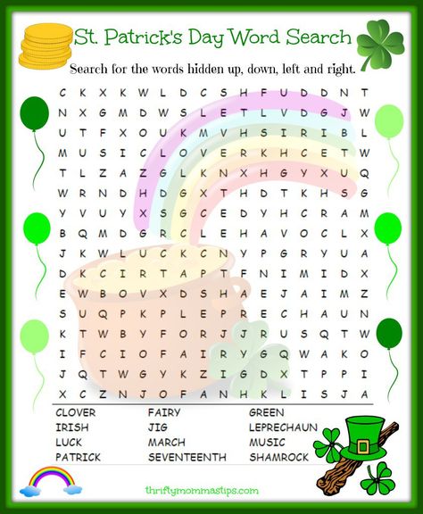 St Patrick's Day Word Search, Sant Patrick, St Patrick's Day Activities, St Patricks Crafts, St Patricks Day Crafts For Kids, St Patrick Day Activities, March Activities, St Patrick's Day Decorations, St Paddys