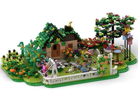 Lego Garden Ideas, Legos Aesthetic, Small Fairy House, Lego Fairy, Lego Garden, Lego Displays, Lego Library, Tyler Hill, Easy Lego Creations