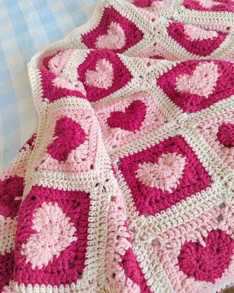 Long awaited update on the heart blanket- it's all finished and has been thoroughly used and loved each day since completion 🥰 for my first ever crochet project I'm stoked with it! . . . #crochetinspiration #crochetblanket #crochetlove #heartgrannysquare #heartblanket #heartcrochet #handmade #crochetdesign #textileart #crochetart #australianartist #femaleartist #artproject Heart Blanket Crochet, Pink And Green Crochet, Heart Granny Square, Crochet Heart Blanket, Heart Blanket, Heart Crochet, Crochet Heart, Crochet Art, Australian Artists