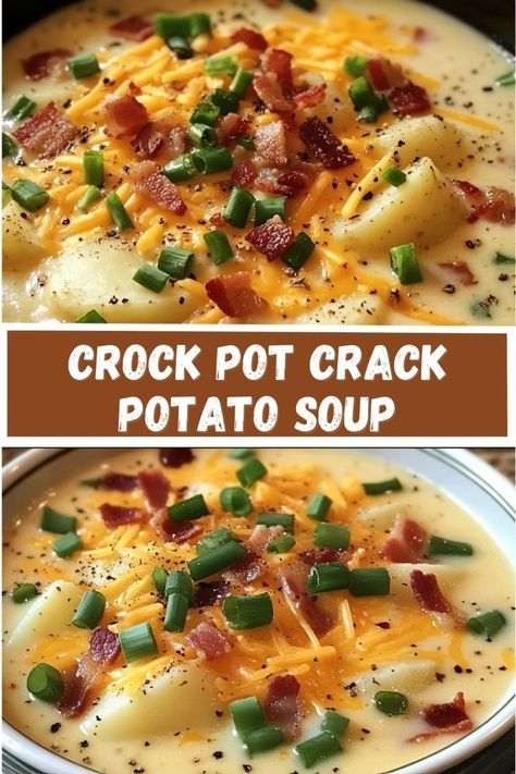 Cheesy Potatoe Soup In Crock Pot, Things To Cook In Crock Pot, Cheesy Potatoes Soup Crock Pot, Cheesy Creamy Potato Soup, Creamy Bacon And Potato Soup, Cheesy Bacon Potato Soup Crockpot, Crockpot Recipes Baked Potato Soup, Crock Pot Easy Potato Soup, Easy Crockpot Recipes With Potatoes