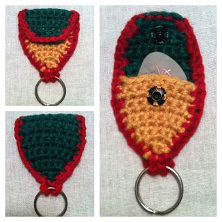 FREE CROCHET PATTERN! This Guitar Pick Holder Key Chain pattern is fast and easy... with endless customization possibilities!     (And, it's my first published pattern, ever! yippee! PLEASE REPIN!) Crochet Guitar Pick Holder, Crochet Guitar Strap Pattern Free, Crochet Guitar Pattern Free, Crochet Guitar Accessories, Crochet Guitar Strap, Guitar Crochet, Crochet Guitar, Crochet Music, Crochet For Men