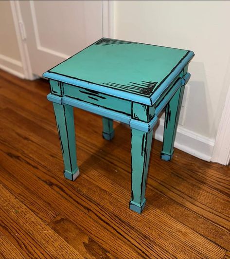 Funky House Furniture, Cool Furniture Diy, Weird Furniture Diy, Table Painting Ideas Diy, Chair Painting Ideas, Cartoon Furniture, Cardboard Props, Colourful Table, Painted Furniture Ideas