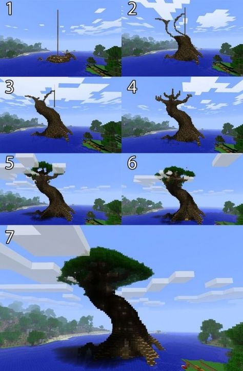 Large custom tree Minecraft Tree, Construction Minecraft, Minecraft Structures, Minecraft Banner Designs, Minecraft Banners, Minecraft Castle, Minecraft Plans, Minecraft Tips, Minecraft Construction