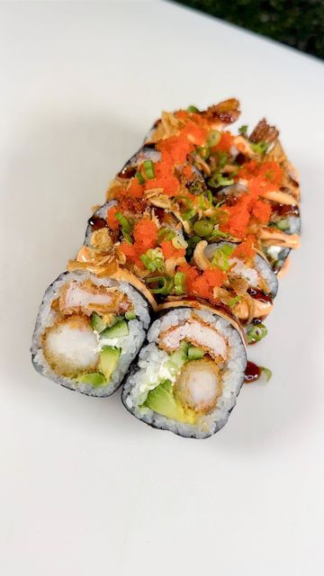 WΛVE 波 Asian Bistro & Sushi on Instagram: "3. SUPER MEXICAN ROLL 🍤🥑🍣 We’re counting down our TOP 10 Most Popular Sushi Rolls! Coming in 3rd place 🥉 is our Super Mexican Roll made with fried shrimp, fried krab, cucumber, avocado, and cream cheese rolled, then topped with spicy mayo, eel sauce, crunchy onion, masago & green onion. 😮‍💨 That was a mouthful but so is this sushi roll! 😋 Which one has been your favorite so far?! 🤩" Avocado And Cream Cheese, Shrimp Cream Cheese, Eel Sauce, Avocado Rolls, Fried Sushi, Shrimp And Avocado, Asian Bistro, Avocado Roll, Cream Cheese Rolls