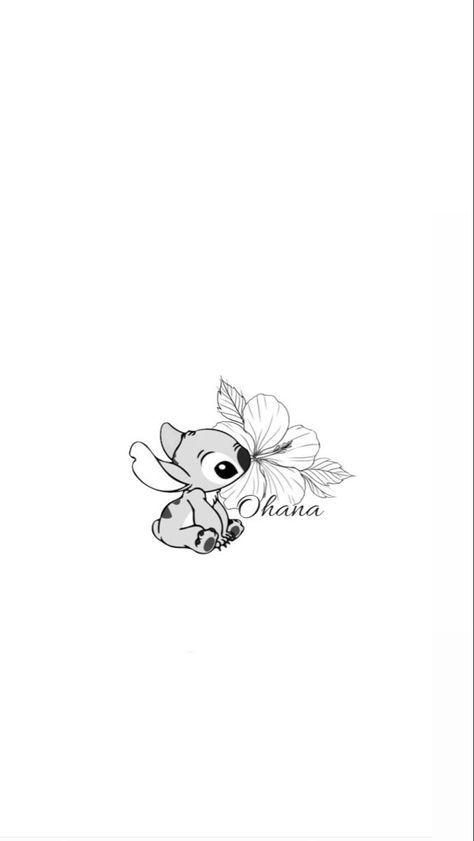 Lilo And Stitch Flower Tattoo, Stitch Fine Line Tattoo, Ohana Tattoo Stitch, Roo Tattoos, Stitch Outline Tattoo, Tattoo Ideas Stitch, Ohana Means Family Tattoo, Small Stitch Tattoo, Stitch Ohana Tattoo