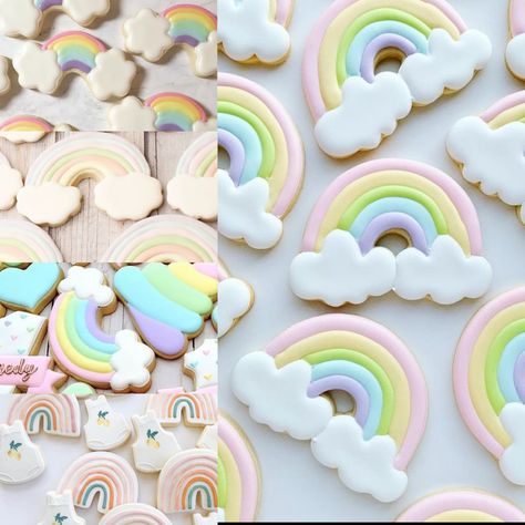 Rainbow Sugar Cookies, First Birthday Cookies, Rainbow First Birthday, Princess Cookies, Rainbow Cookies, Sugar Cookie Frosting, Sugar Cookie Designs, Dog Cakes, Baby Gender Reveal Party