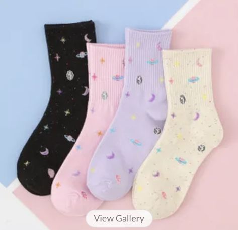 Galaxy Socks, Space Socks, Pastel Galaxy, Iconic Socks, Purple Socks, Korean Socks, Egirl Outfits, Women Crew Socks, Galaxy Print