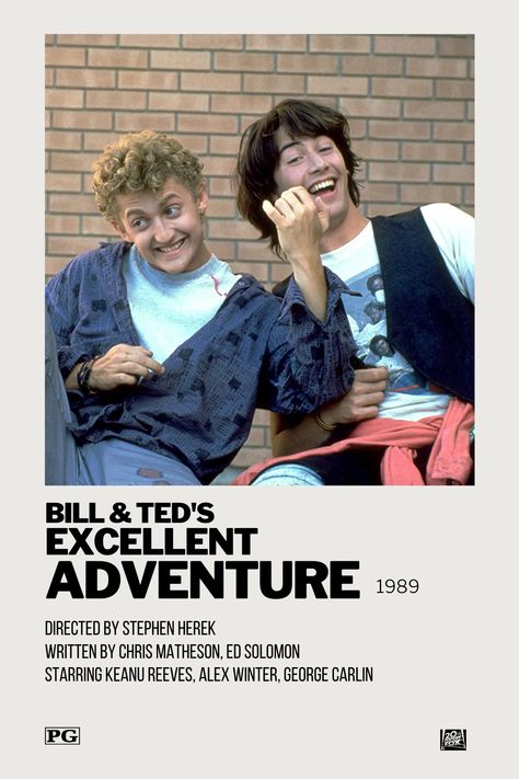 80s Movie Characters, Adventure Minimalist, Polaroid Movie Poster, Bill And Ted, Adventure Poster, Keanu Reeves Movies, 80s Actors, Movie Collage, Alex Winter