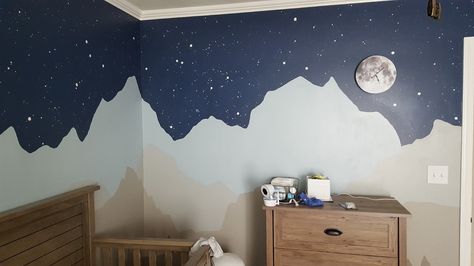 Cloud Nursery Theme, Mountain Nursery Theme, Constellation Nursery, Night Sky Nursery, Transitional Nursery, Toddler And Baby Room, Night Nursery, Sky Nursery, Space Themed Room