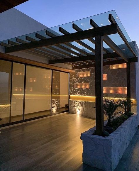 Glass Pergola Roofs, Terrace Ideas, Shipping Container House Plans, Pergola Attached To House, House Deco, Container House Plans, Shipping Container House, Food Court, Terrace Garden