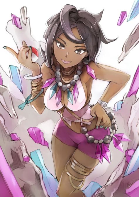 Olivia Pokemon, Pokemon Pink, Lusamine Pokemon, Pokemon Sketch, Stand Flower, Poke Ball, Dinosaur Images, Pokemon Waifu, Multiple Bracelets