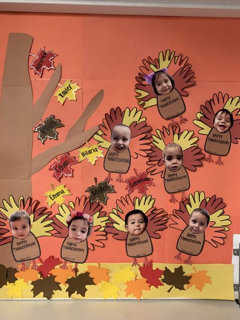 Daycare Thanksgiving Bulletin Boards, Fall Construction Paper Decorations, Thanksgiving Themed Doors For School, Thanks Giving Bulletin Boards For Preschool, Thanks Giving Classroom Decorations, Thanksgiving Doors For Daycare, Thanksgiving Decorations For Daycare, November Classroom Crafts, Thanksgiving Door Decorations Classroom Turkey