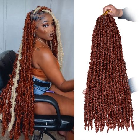 PRICES MAY VARY. Hair Style: 2024 New hairstyle, more fashionable, produced by upgraded technology, light and soft, full and natural. Hair Information: Long Butterfly Locs Hair. Length: 30 inch. 10 strands/pack,6 packs/lot. Color:1B#,27#,30#,350#,613#,BUG#,4#,Pink#,Red#,Green#,Grey#. Usually 6-7 packs can full one head. Hair Advantages: Soft, Lightweight,Tangle-free, Shedding-free, No smell ,very easy to install. Natural & Stylish looking, Long-lasting. This pre-looped Butterfly Locs crochet hai Color 350 Soft Locs, 30 Inch Butterfly Locs, 27 Butterfly Locs, 350 Faux Locs, Color 30 Soft Locs, Coco Hairstyles, Goddess Soft Locs, Soft Locs Crochet Braids, Long Butterfly Locs