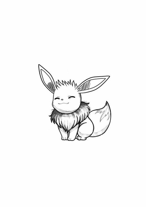 Small Eevee Tattoo, Simple Eevee Tattoo, Sylveon Tattoo Black And White, Bulbasaur Tattoo Black And White, Eevee Outline, Eevee Tattoo Ideas, Tiny Pokemon Tattoo, Eevee Tattoo Design, Growlithe Tattoo