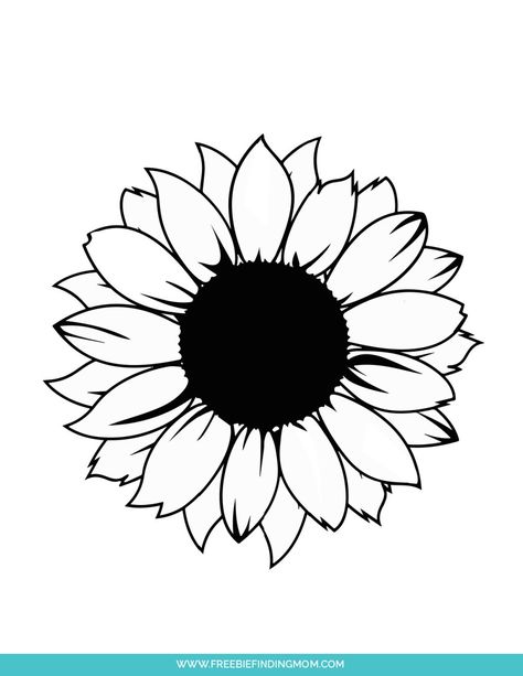 3 Free Printable Sunflower Stencils (Template PDFs) - Freebie Finding Mom Sunflower Template Free Printable, Wood Burning Patterns Stencil Free Printable Templates, Tattoo Template Printables, Drawing Stencils Templates, Sunflower Tattoo Stencil, Sunflower Stencils, Sunflower Outline, Printable Sunflower, Sunflower Template