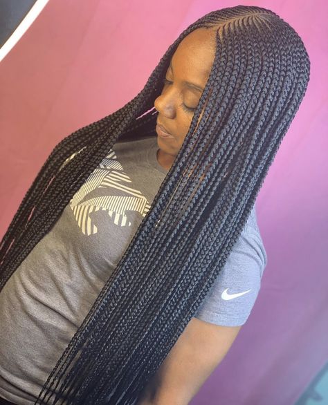 Two Layer Feed In Braids, Braids Middle Part, Grey Hair Braids, Cornrows With Box Braids, Latest Braided Hairstyles, Hairstyles For Black Women Cornrows, Black Women Cornrows, Women Cornrows, Lemonade Braids Hairstyles