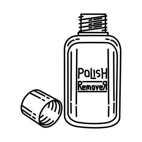 Nail Polish Remover Liquid Icon. Doodle Hand Drawn or Outline Icon Style Nail Paint Remover, Bottle Drawing, Icon Style, Cuticle Remover, Nail Polish Bottles, Paint Remover, Wedding People, Polish Remover, Drawing Easy