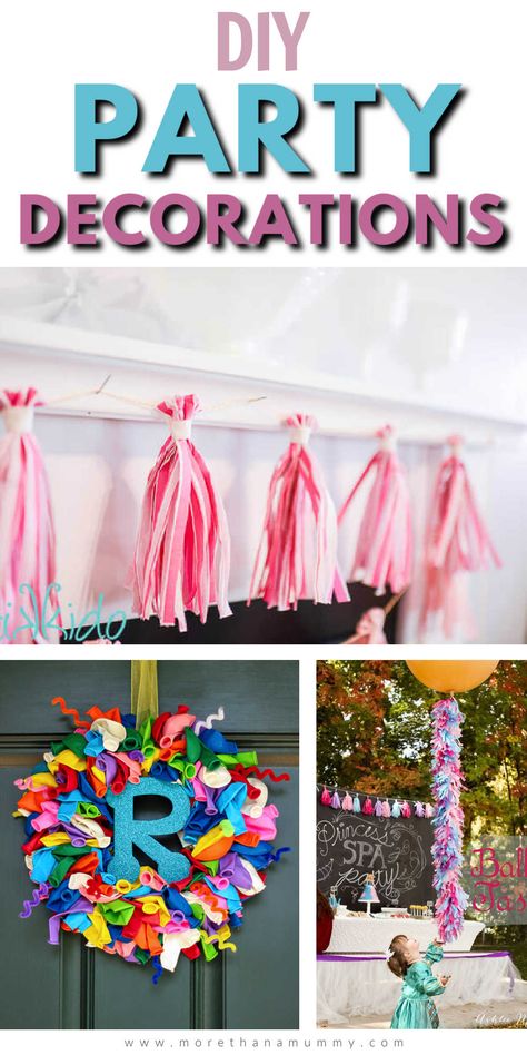 DIY party decorations! Ideas for making your own homemade party decorations to create a bespoke party look and throw a birthday party on a budget. Diy Bday Party Decorations, How To Decorate House For Birthday Party, Homemade Birthday Decorations Diy Ideas, Simple Diy Birthday Decorations, Diy Party Decorations Cheap, Diy Birthday Activities, Make Birthday Decorations, Birthday Decoration Ideas At Home Simple, Easy Diy Party Decorations