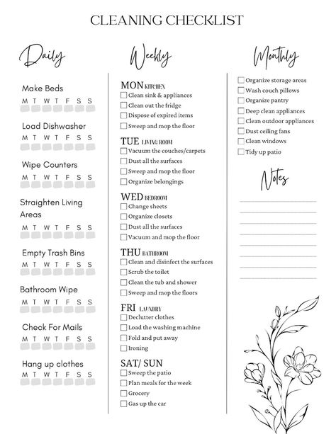 Printable Cleaning Schedule, Working Moms, Cleaning Checklist, House Chores Chart, Weekly Room by Room Tasks, Daily to Do List, Ready Print - Etsy Croatia Daily Chore List Cleaning Routines, Household Cleaning Schedule Chore Charts Free Printable, New Mom Cleaning Schedule, List Of Daily Chores, To Do List Weekly Printable, House Routine Schedule, Cleaning Rotation Schedule, Cleaning Routine Schedule Free Printable, Ultimate Cleaning List