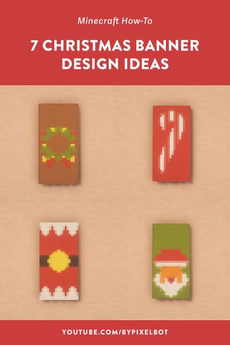 7 Minecraft Christmas Banner Designs That’ll Add Cheer to Your Survival World Minecraft Christmas Banner, Minecraft Christmas Tree, Minecraft Banner Patterns, Minecraft Banner Designs, Minecraft Banners, Minecraft Christmas, Christmas World, Banner Designs, Minecraft Tips